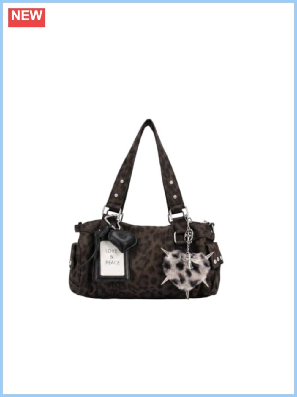 Y2K Leopard Print Denim Crossbody Bag